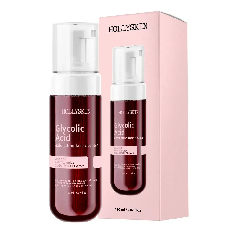 vidlushchuvalna-pinka-dlia-oblychchia-z-hlikolevoiu-kyslotoiu-y-ekstraktom-klenovoho-soku-hollyskin-glycolic-acid-70814974139960
